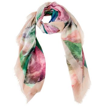 Urban Gotya Silk-Feel Scarf Peach Women's Accessory 90x180cm Peach/Green