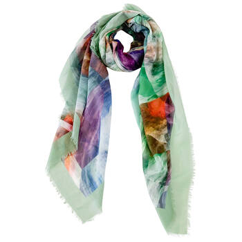 Urban Gotya Silk-Feel Scarf Women's Accessory 90x180cm Green/Blue