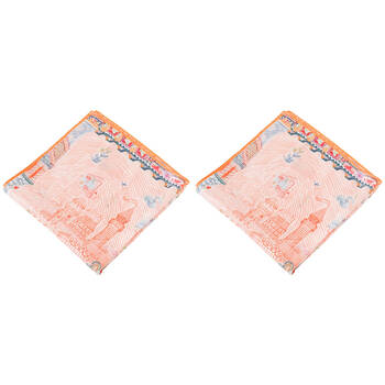 2PK Urban Marais Mini Square Silk-Feel Scarf Accessory 53x53cm Orange/Pink