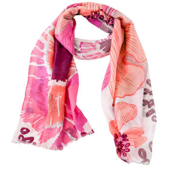 Urban Flower Field Silk-Feel Scarf Women's Accessory 90x180cm Pink