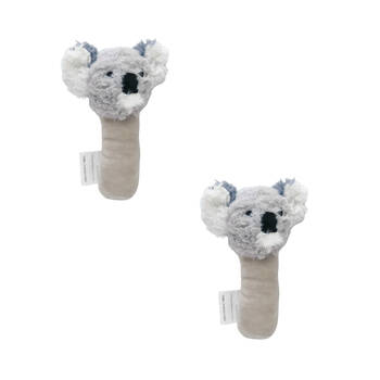 2PK Urban Curly Koala Baby Soft Toy Rattle 13cm - Grey