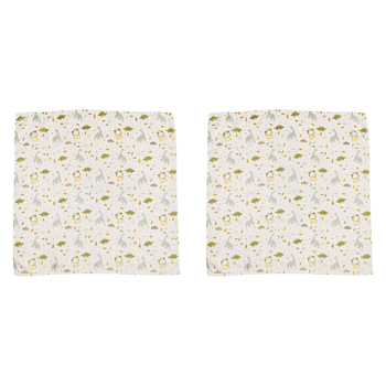 2x Urban Dinosaur 80x80cm Cotton Muslin Blanket Baby Bedding - Blue & Sage