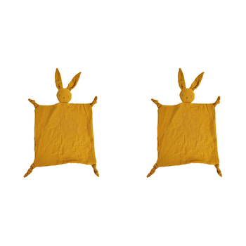 2x Urban Bubsy Bunny Cotton Muslin 30x30cm Comforter - Mustard