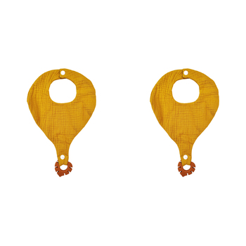2x Urban Bubsy 20x28cm Cotton Bib w/ Silicone Teether - Mustard
