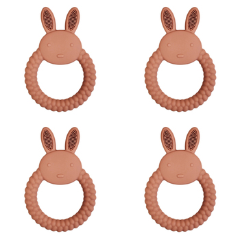4x Urban Bunny 11cm Silicone Teether Ring Baby/Infant Toy - Pink