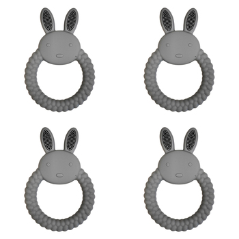 4x Urban Bunny 11cm Silicone Teether Ring Baby/Infant Toy - Blue