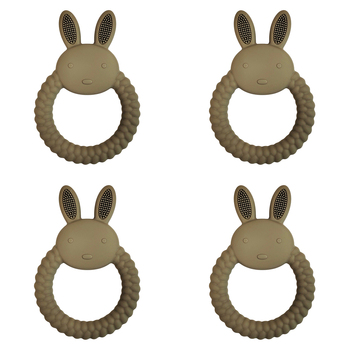 4x Urban Bunny 11cm Silicone Teether Ring Baby/Infant Toy - Green
