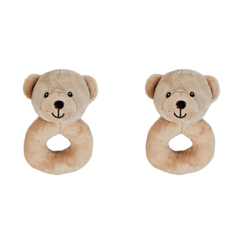 2x Urban Bear 13cm Rattle Baby/Infant Animal Toy - Beige