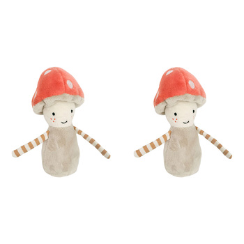 2PK Urban Toadstool Cute Rattle Toy for Kids Red & Bisque 13cm