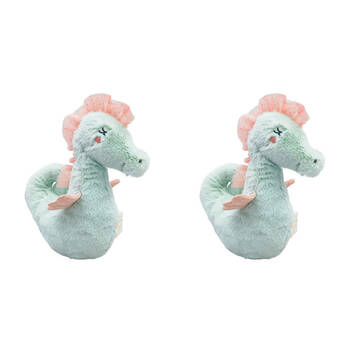 2PK Urban Seahorse Rattle Stuffed Animal Plush Baby Soft Toy 19cm Blue