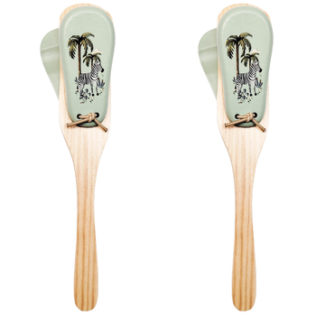 2PK Urban Products Zebra Castanets Musical Toy Natural 20cm 10M+