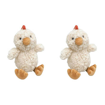2PK Urban Chick Stuffed Animal Plush Baby Soft Toy 15cm Beige/Red