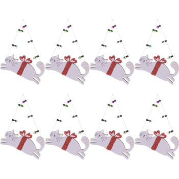 8PK Urban Perfect Pets Christmas Cat w/ Lights Hanging Decoration 8cm Assorted