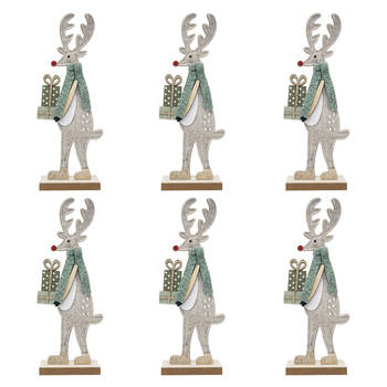 6PK Urban Reindeer with Presents Standing Christmas Decoration 31cm Green