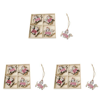 3x 8pc Urban Dash Dog Christmas Decorations Gift Box Set 6cm Red/Green