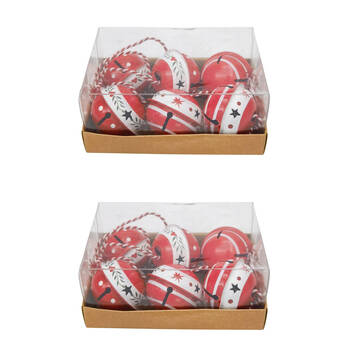 2x 6pc Urban Painted Decorative Bells Gift Box Set 15cm Red/Green