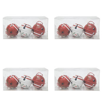 4x 3pc Urban Painted Decorative Bells Gift Box Set 17cm Red/Green