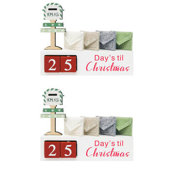 2PK Urban Christmas Countdown Standing Decoration 18cm Red/White