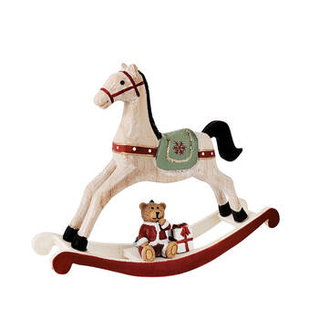 Urban Rocking Horse with Teddy Small Standing Decoration 16cm Bisque
