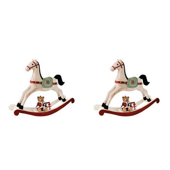 2PK Urban Rocking Horse with Teddy Small Standing Decoration 16cm Bisque