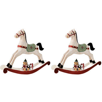 2PK Urban Rocking Horse with Teddy Large Standing Decoration 21cm Bisque