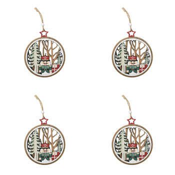 4PK Urban Nutcracker Scene Hanging Christmas Decoration 10cm Red/Green Assorted