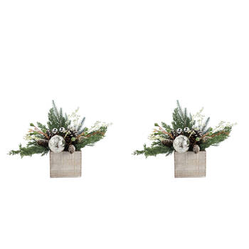 2PK Urban Elegant Snow Floral Centre Piece Christmas Decor 38cm Multicoloured