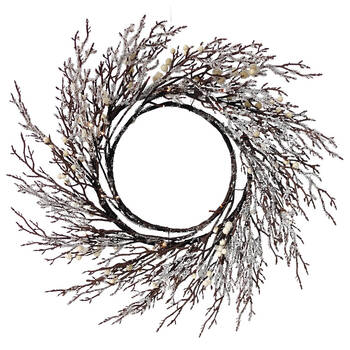 Urban Woodsy Crystal Wreath Christmas Decoration 60cm Natural