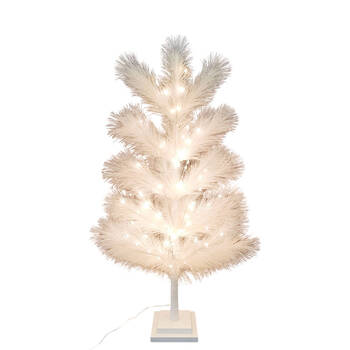 Urban Whisp Wooden Christmas Tree with 82 LED Lights 90cm Cream