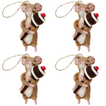 4PK Urban Mouse Lollipop/Pudding Feast Hanging Decor 10cm Brown/White Assorted