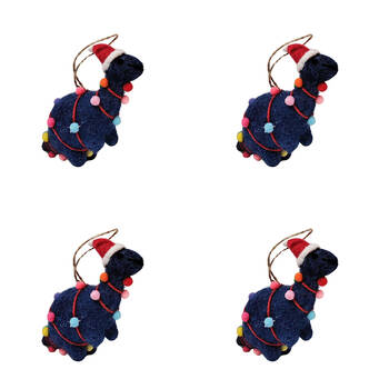 4PK Urban Dinosaur Wrapped in Lights Hanging Decoration 9cm Blue Assorted