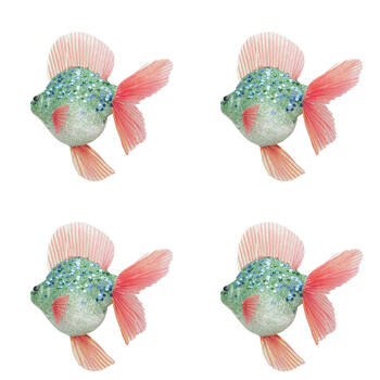 4PK Urban Fish Hanging Christmas Tree Decoration 15cm Pink/Green