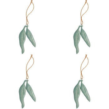 4PK Urban Eucalyptus Leaves Hanging Christmas Decoration 11cm Sage