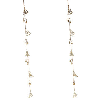 2PK Urban Metal Glitter Tree Garland Christmas Decorations 120cm Gold