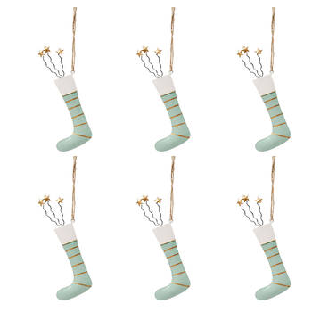 6PK Urban Metal Tree/Stocking Hanging Decoration 18cm Sage Assorted