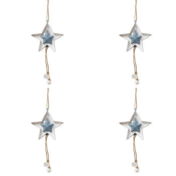 4PK Urban Tree/Star Hanging Christmas Decoration 30cm Blue Assorted