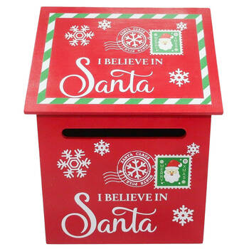Urban I Believe in Santa Christmas Letter Box Decor 29cm Red/Green