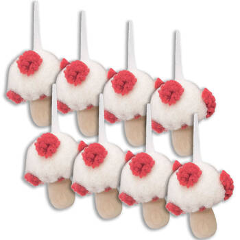 8PK Urban Spotty Toadstool Hanging Christmas Decoration 7cm Red/White Assorted