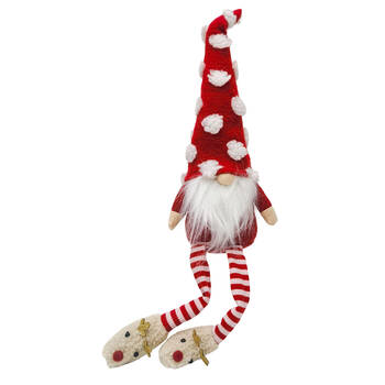 Urban Spotty Tomte Sitting Christmas Decoration 22cm Red/White