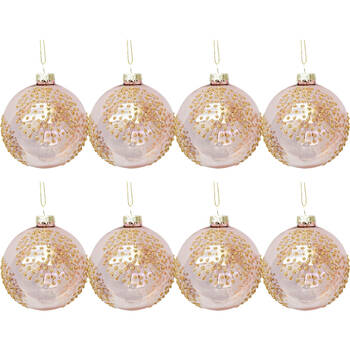 8PK Urban Dandelion Burst Glass Baubles Hanging Decoration 8cm Pink Assorted