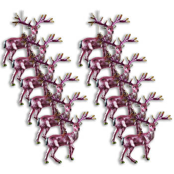 12PK Urban Metallic Reindeer Hanging Christmas Decoration 13cm Purple