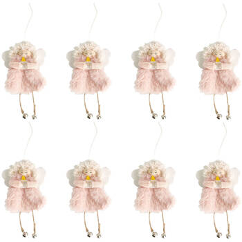8PK Urban Tomte Eskimo Angel Hanging Christmas Decoration 14.5cm Pink
