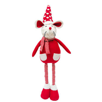 Urban Mouse with Pockets Standing Christmas Decoration 1m Red/White