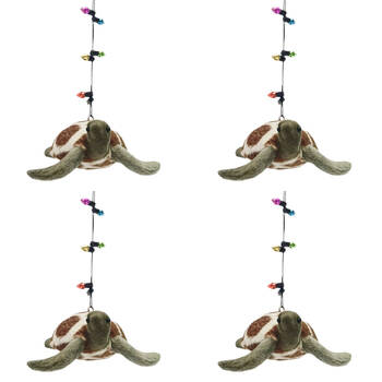 4PK Urban Turtle Hanging Christmas Decoration 11cm Green/Natural