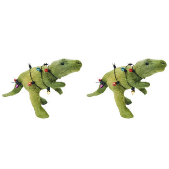 2PK Urban Rexy Dinosaur Hanging Christmas Tree Decoration 14cm Green