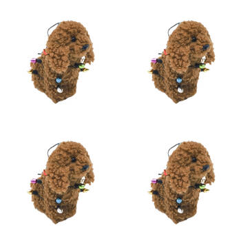 4PK Urban Furry Oodle Dog Hanging Christmas Tree Decoration 8cm Brown