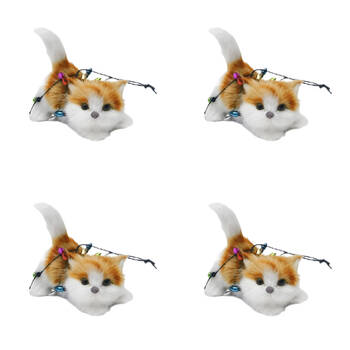 4PK Urban Playful Cat Hanging Christmas Decoration 7cm White/Orange
