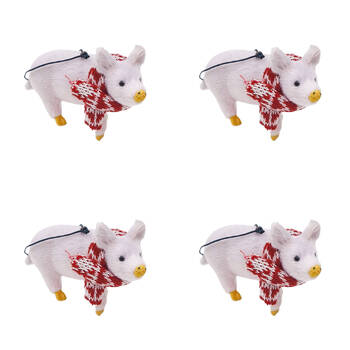 4PK Urban Furry Pig Hanging Christmas Tree Decoration Ornament 10cm Pink