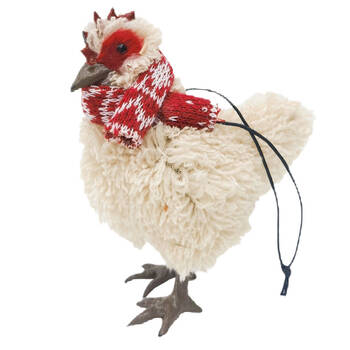Urban Furry Chicken Hanging Christmas Tree Decoration 11cm Beige