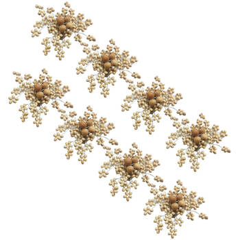 8PK Urban Beaded Flower Napkin Ring Christmas Table Decoration 10cm Natural